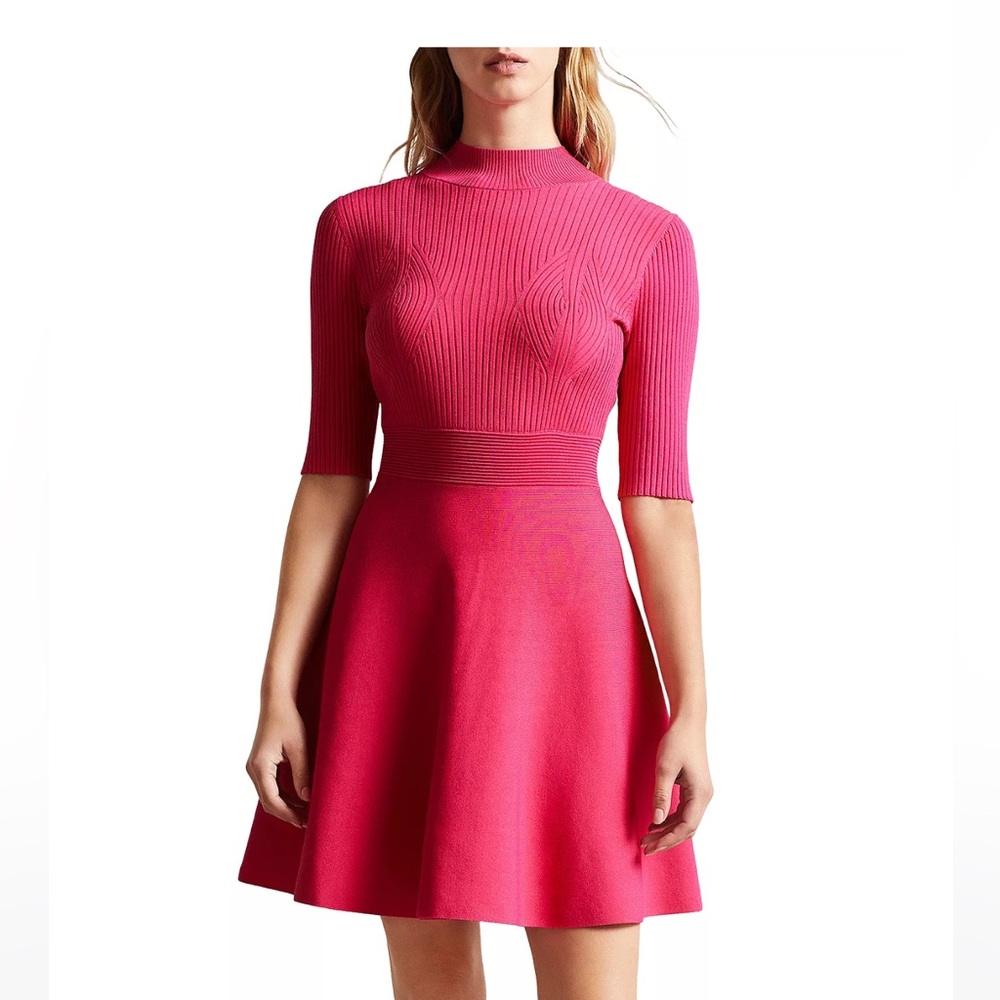 Ted baker Viviiyy Knit Skater Mini Dress in Pink